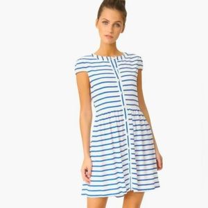 Alice & Olivia striped blue/white cap sleeve dress